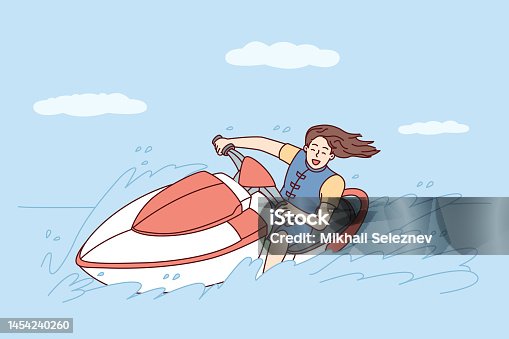 Cartoon jet ski stock illustrations royalty