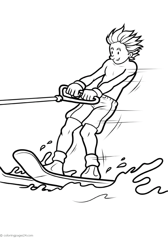 Waterskiing coloring pages