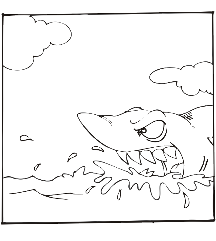 Shark coloring page shark above water