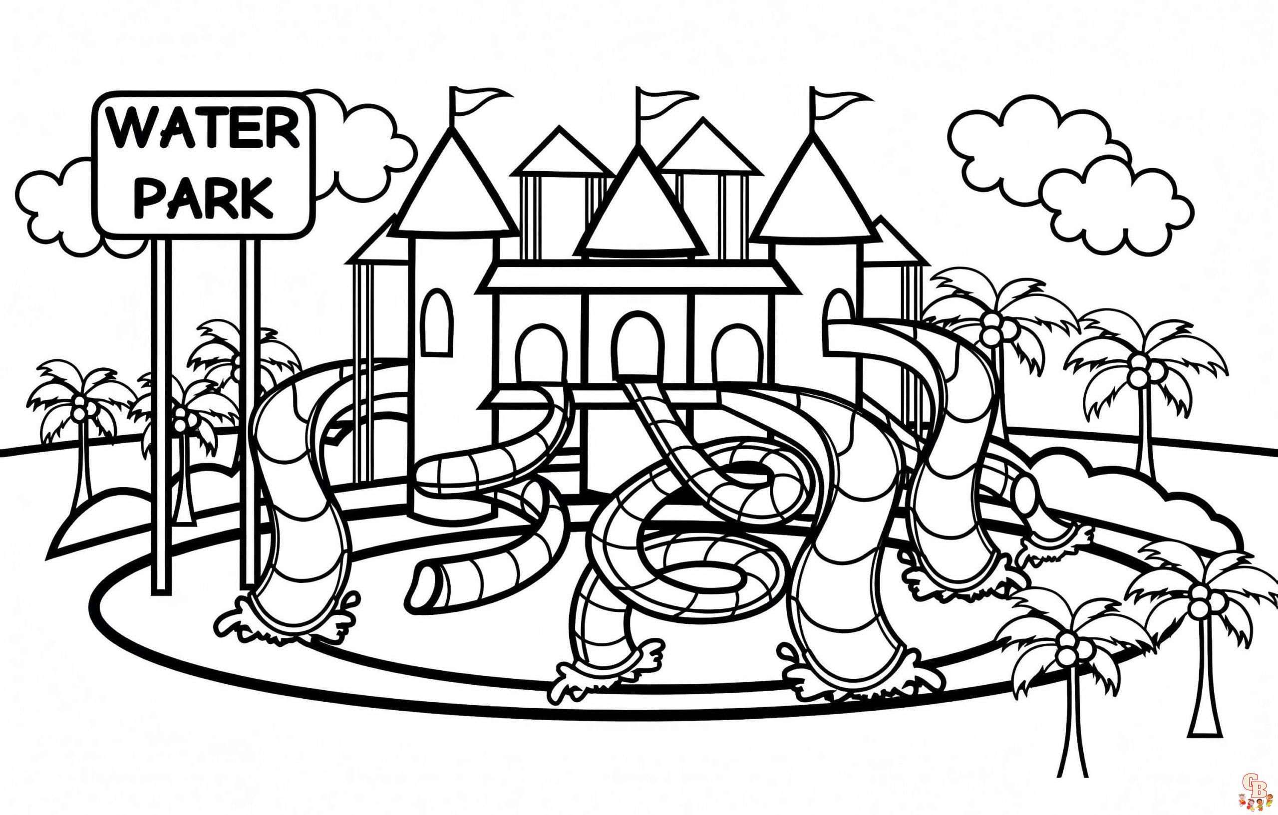 Printable waterpark coloring pages free for kids and adults