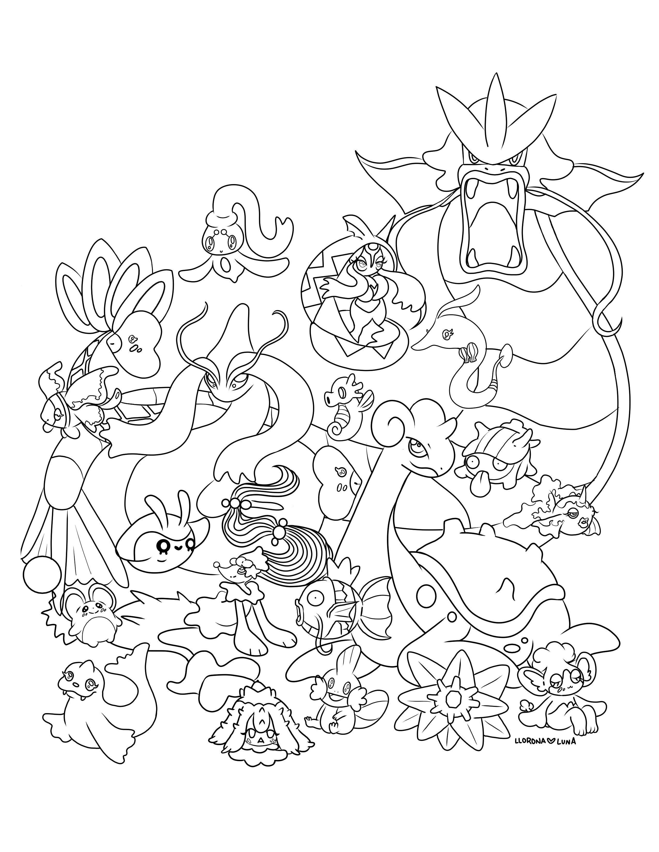 Really proud of this coloring page i made ðºð please feel free to print and color this my fellow water type fans ð i hope everyone is doing well in quarantine and