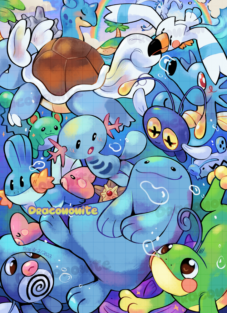 Water pokemon illustration by dracononite on