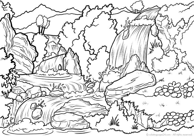 Waterfall coloring pages