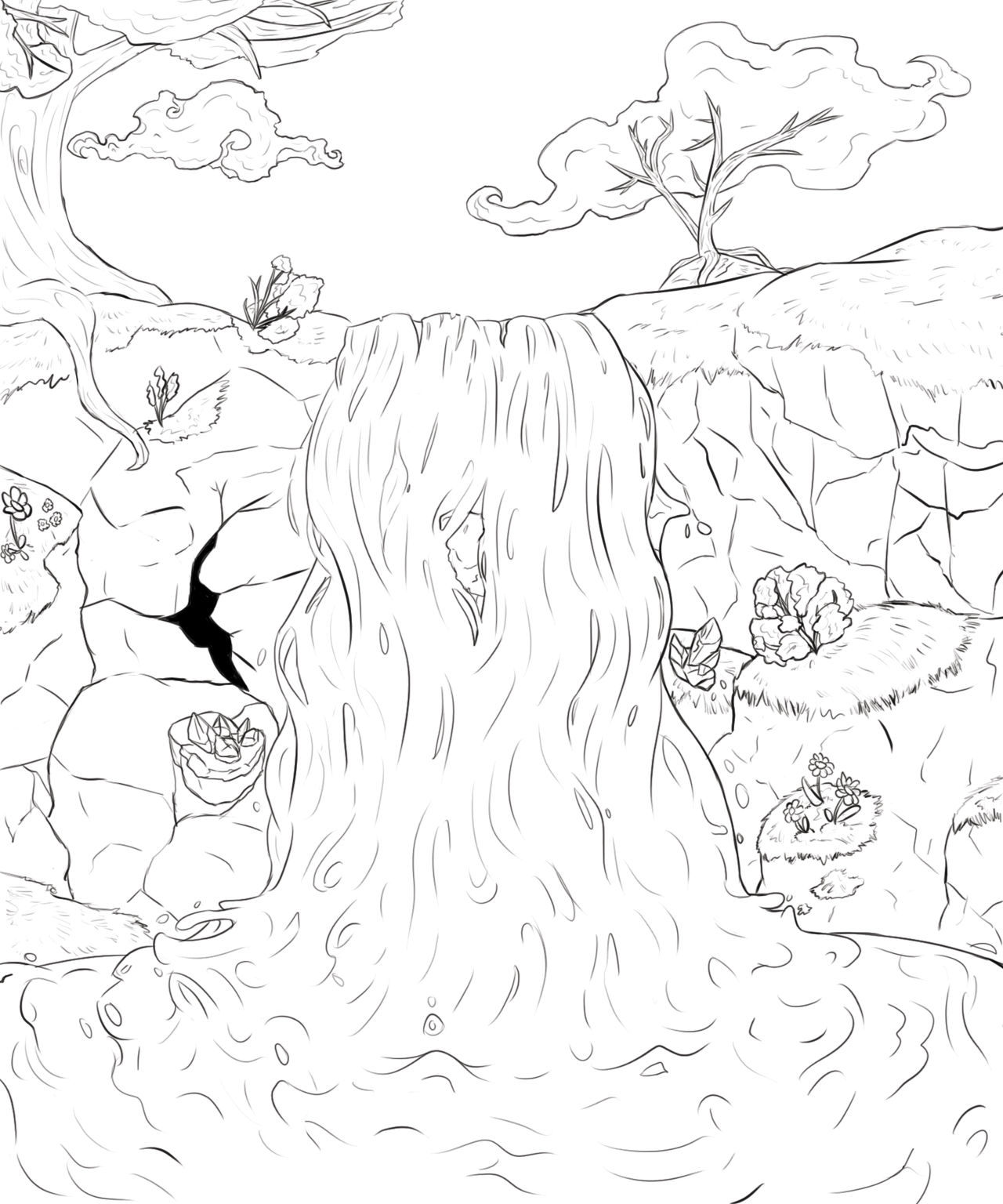 Waterfall coloring page by xxmidnightxx on