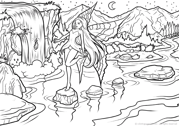 Waterfall coloring pages