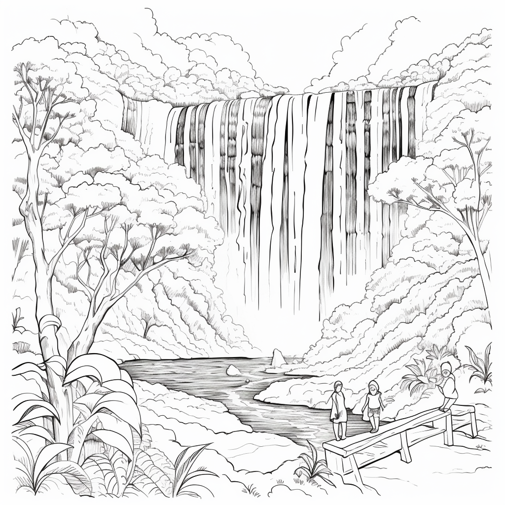 Waterfall coloring pages