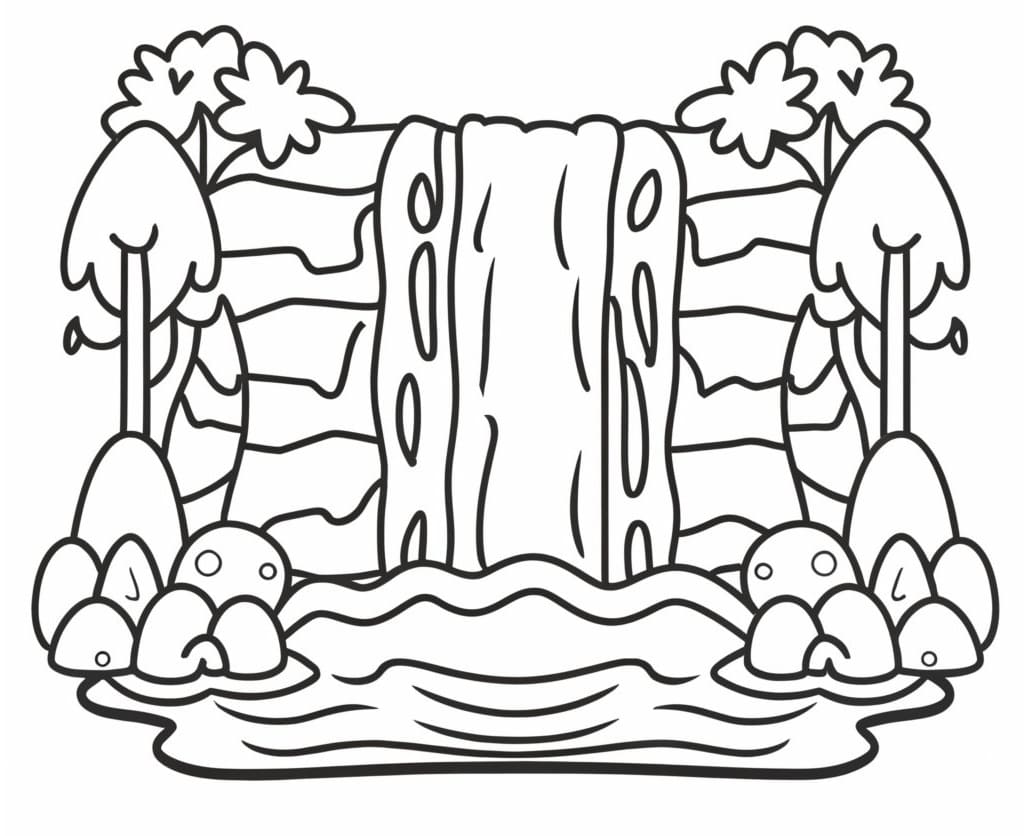 Waterfall free for kids coloring page