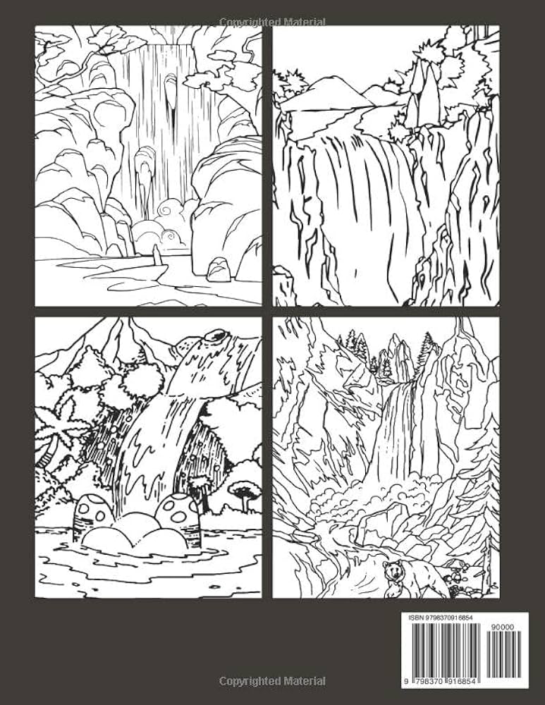 Waterfall loring book improve your drawing and loring skills with this llection of painting pages with amazing designs of landscapes for relaxation world painting books