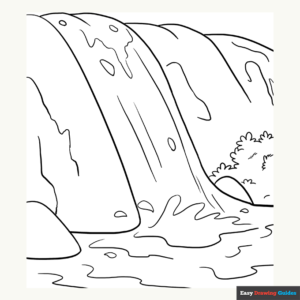 Waterfall coloring page easy drawing guides