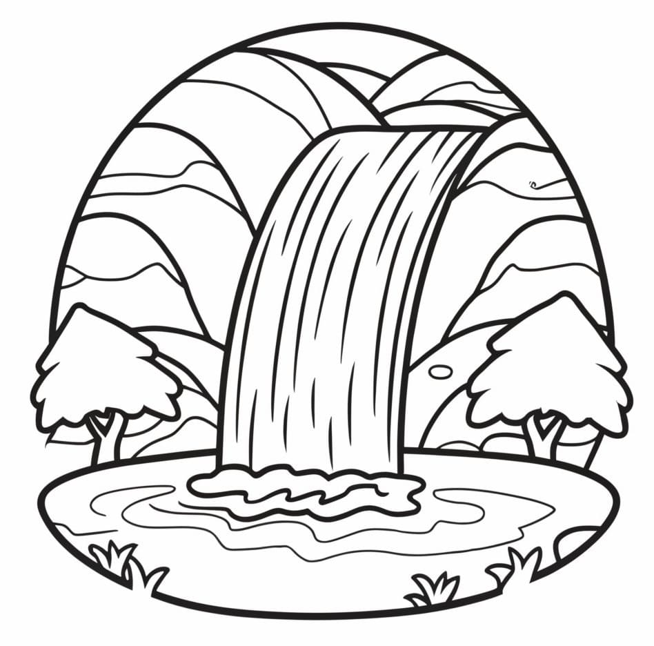 Waterfall picture coloring page