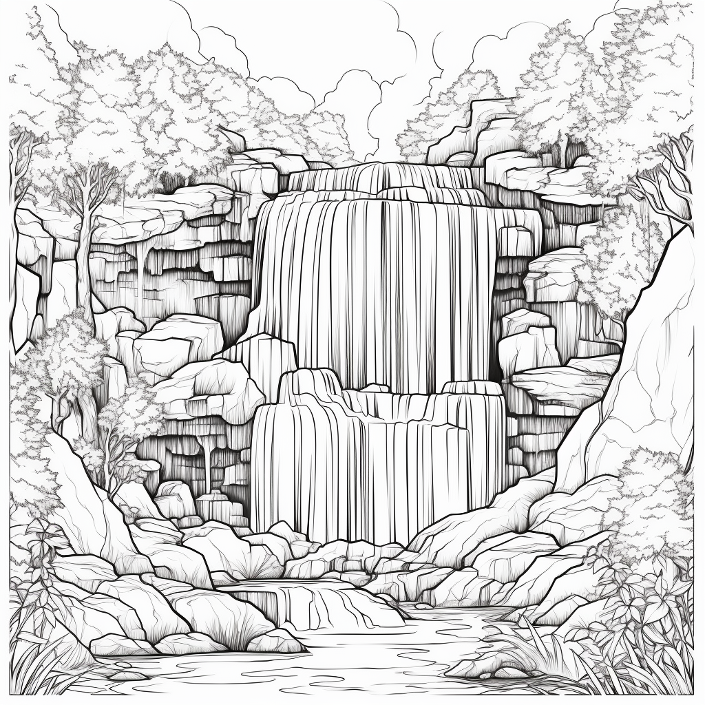 Waterfall coloring pages