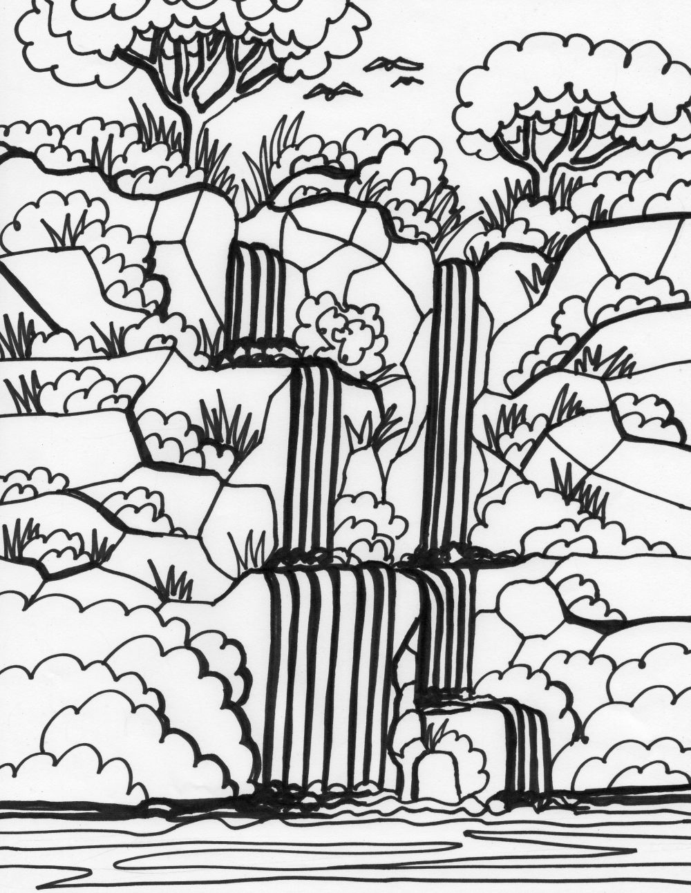 Waterfall coloring pages