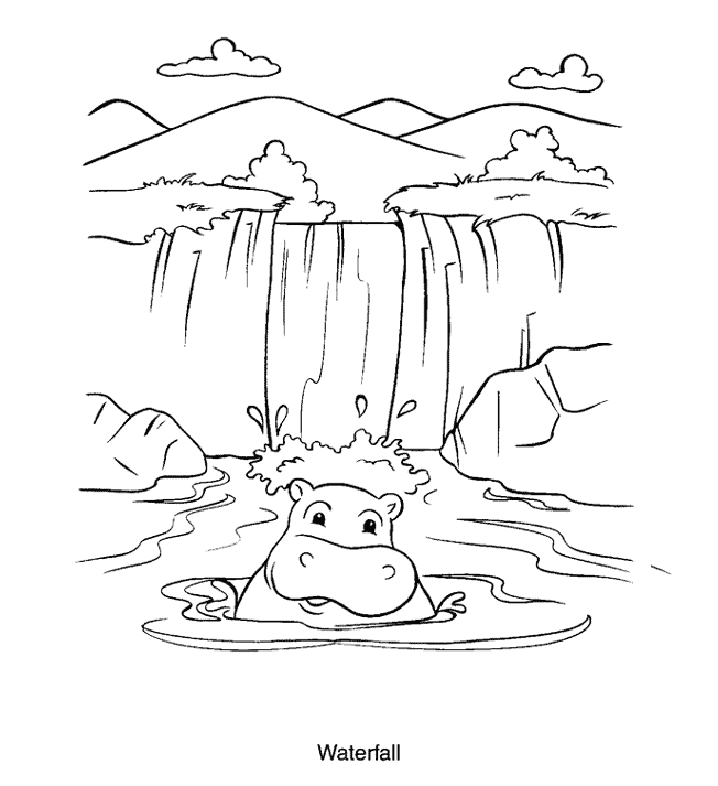 Coloring page waterfall nature â printable coloring pages