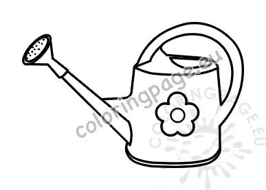 Spring watering can with flower coloring page