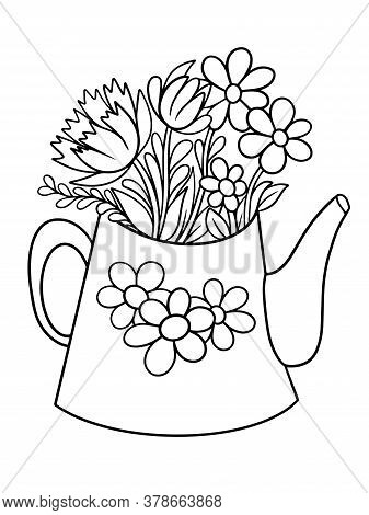 Watering can flowers vector photo free trial bigstock