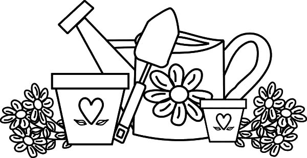 Garden watering can and flower pot coloring pages color luna coloring pages garden coloring pages free coloring pages