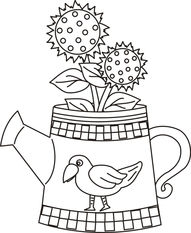 Free adult watering can coloring pages