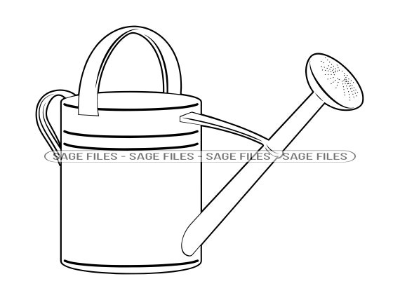 Watering can outline svg gardening svg watering can clipart