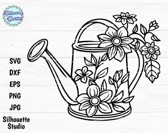 Watering can svg watering can with flowers svg spring svg designs flowers svg spring svg cricut cut files for cricut and silhouette