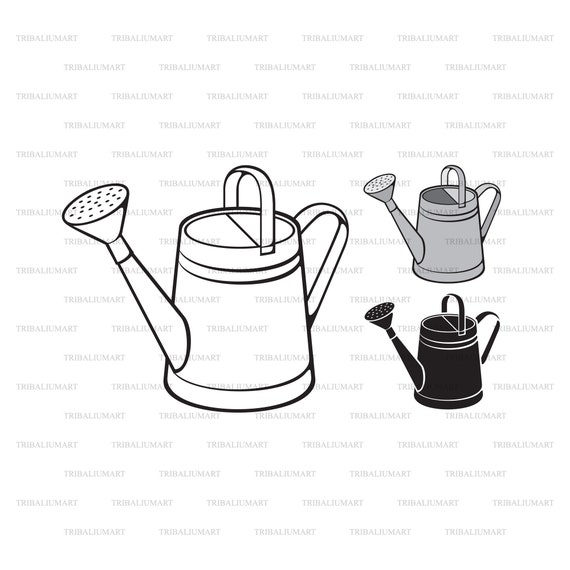 Watering can cut files for cricut clip art silhouettes eps