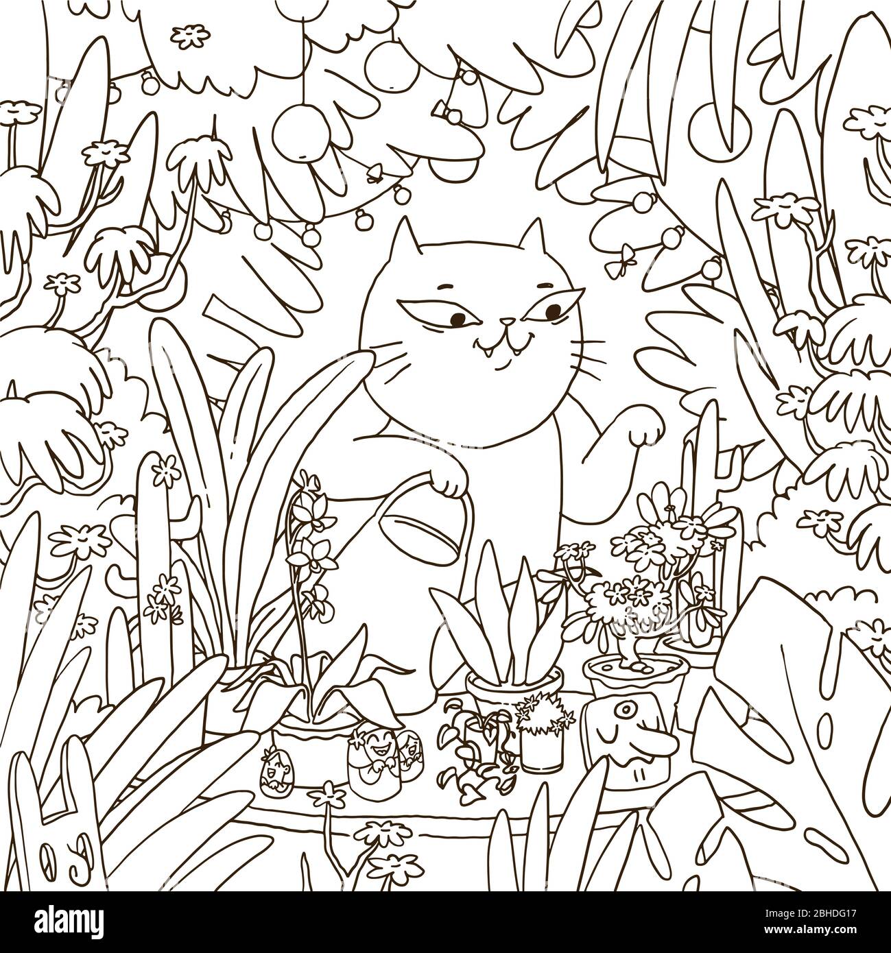 Black and white cat garden cut out stock images pictures