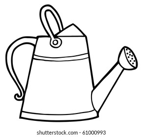 Coloring page outline gardening watering can stock vector royalty free