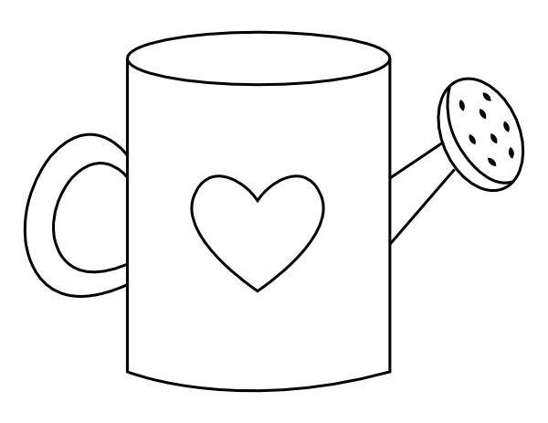 Printable heart watering can coloring page