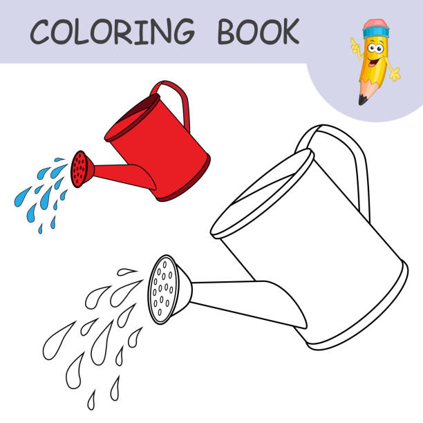 Coloring book watering can stock illustrations royalty