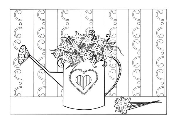 Spring flowers adult coloring page