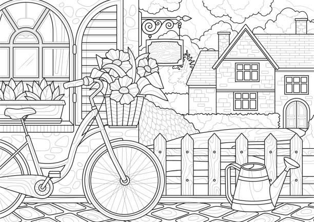 Coloring book watering can stock illustrations royalty