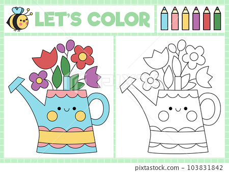 Garden coloring page for children with cute