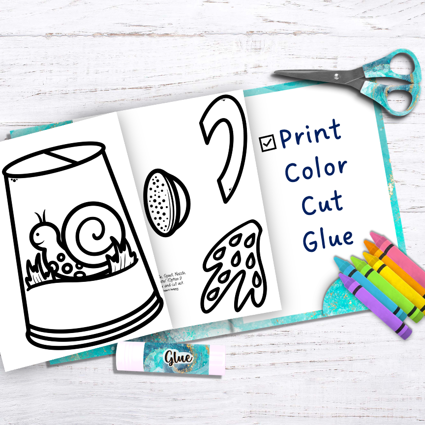 Watering can spring craft with optional writing prompts made by teachers