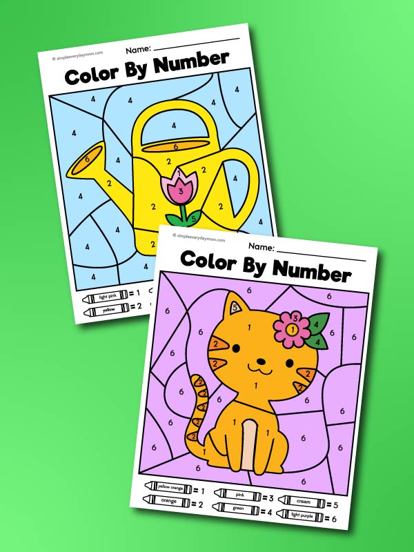 Spring color by number printables for kids story