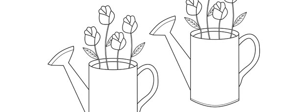 Watering can with flowers inside template â medium