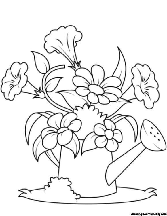 Watering can coloring page garden coloring pages flower coloring pages coloring pages