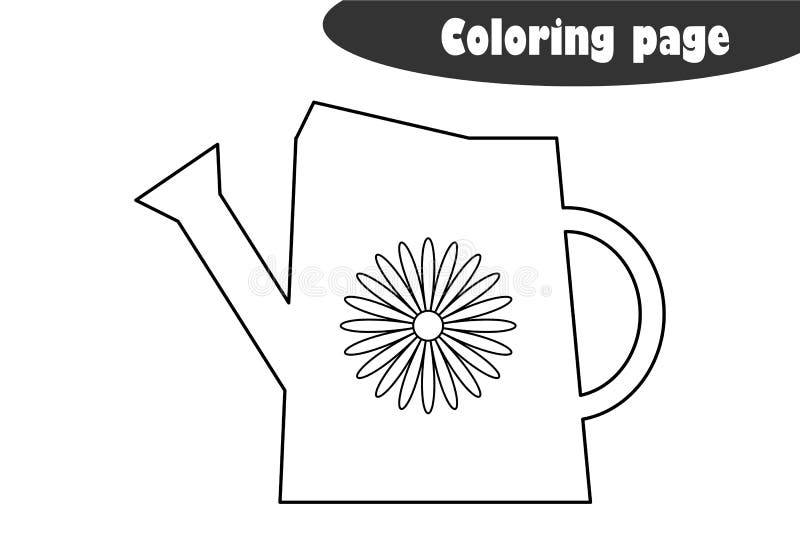 Watering can in cartoon style coloring page spring education paper game for the development of children kids preschool activity stock illustration