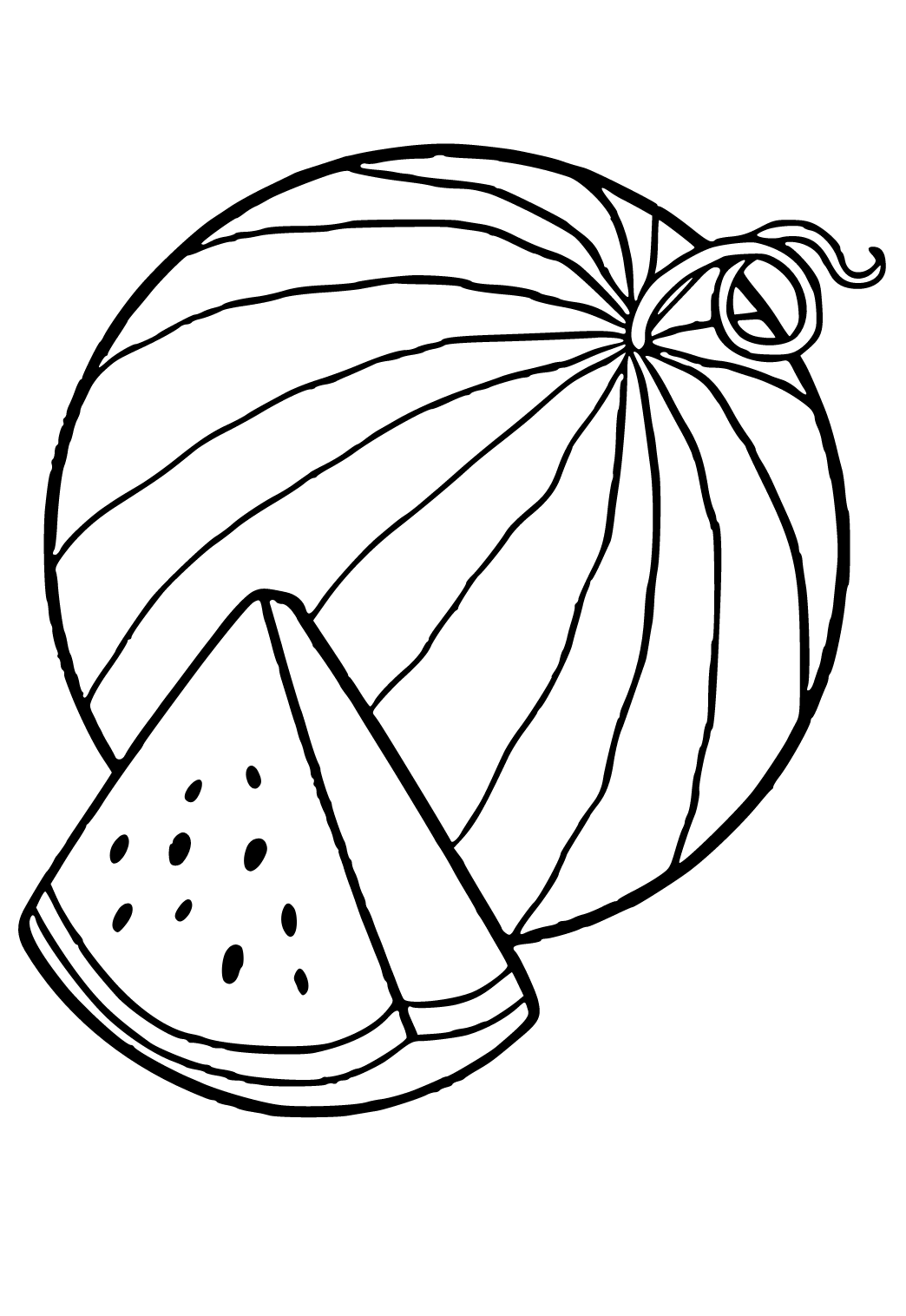 Free printable watermelon slice coloring page for adults and kids