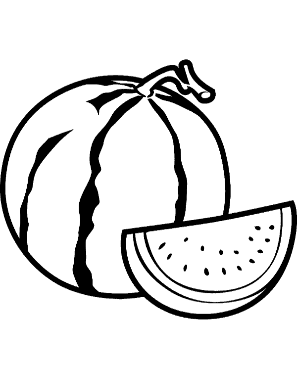 Watermelon coloring page fruit to print