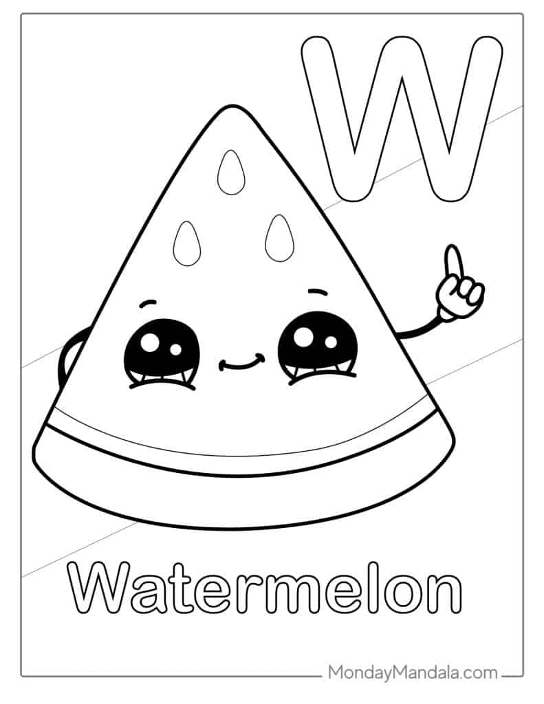 Watermelon coloring pages free pdf printables