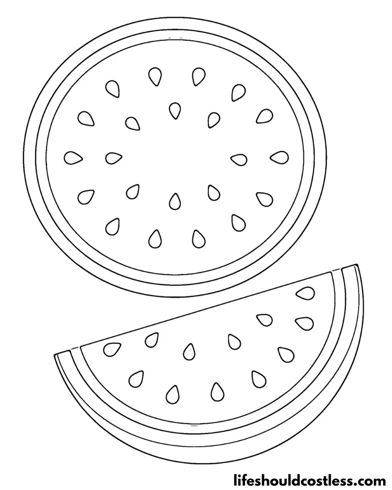 Watermelon coloring pages free printable pdf templates