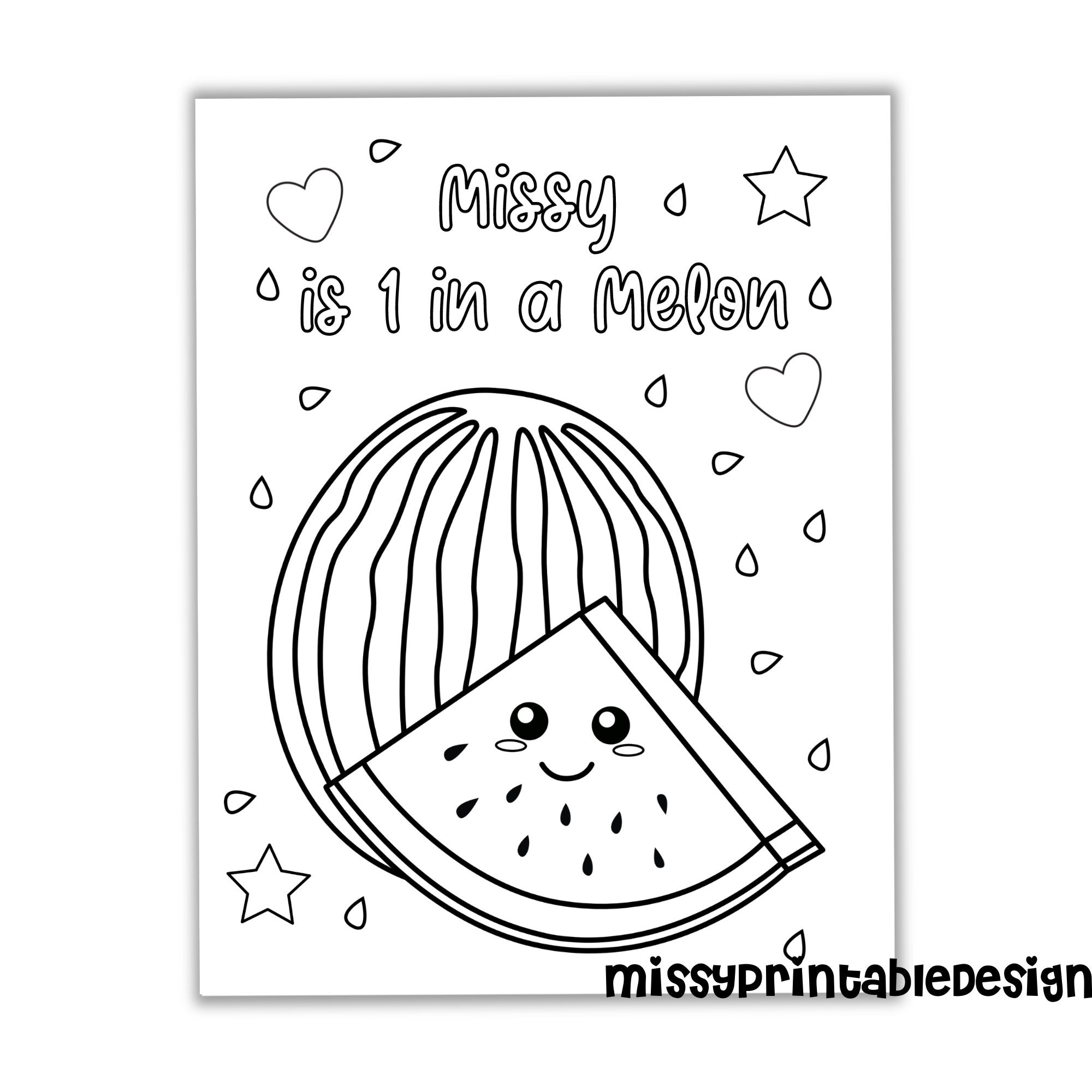 Personalized watermelon party coloring pages custom watermelon birthday party coloring pages one in a melon theme coloring pages for kids