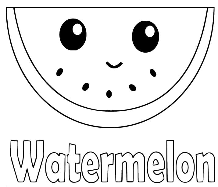 Cute watermelon slice coloring page