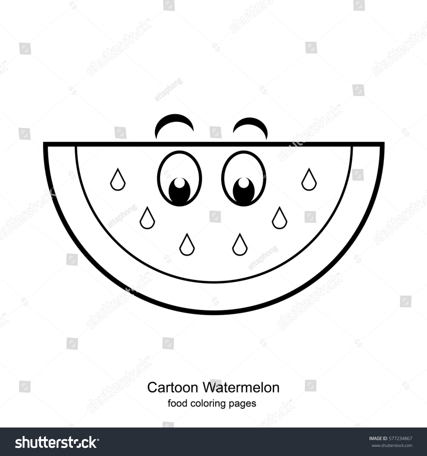 Cartoon watermelon coloring pages vector stock vector royalty free