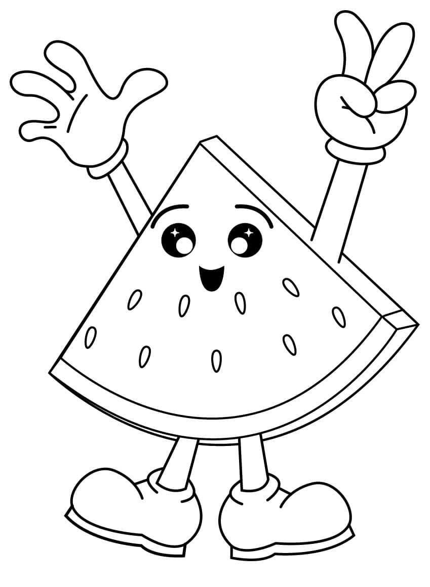 Very cute watermelon coloring page