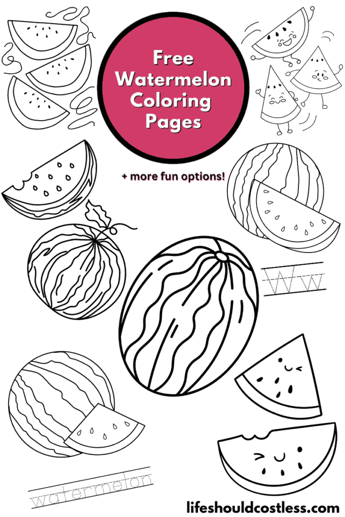 Watermelon coloring pages free printable pdf templates