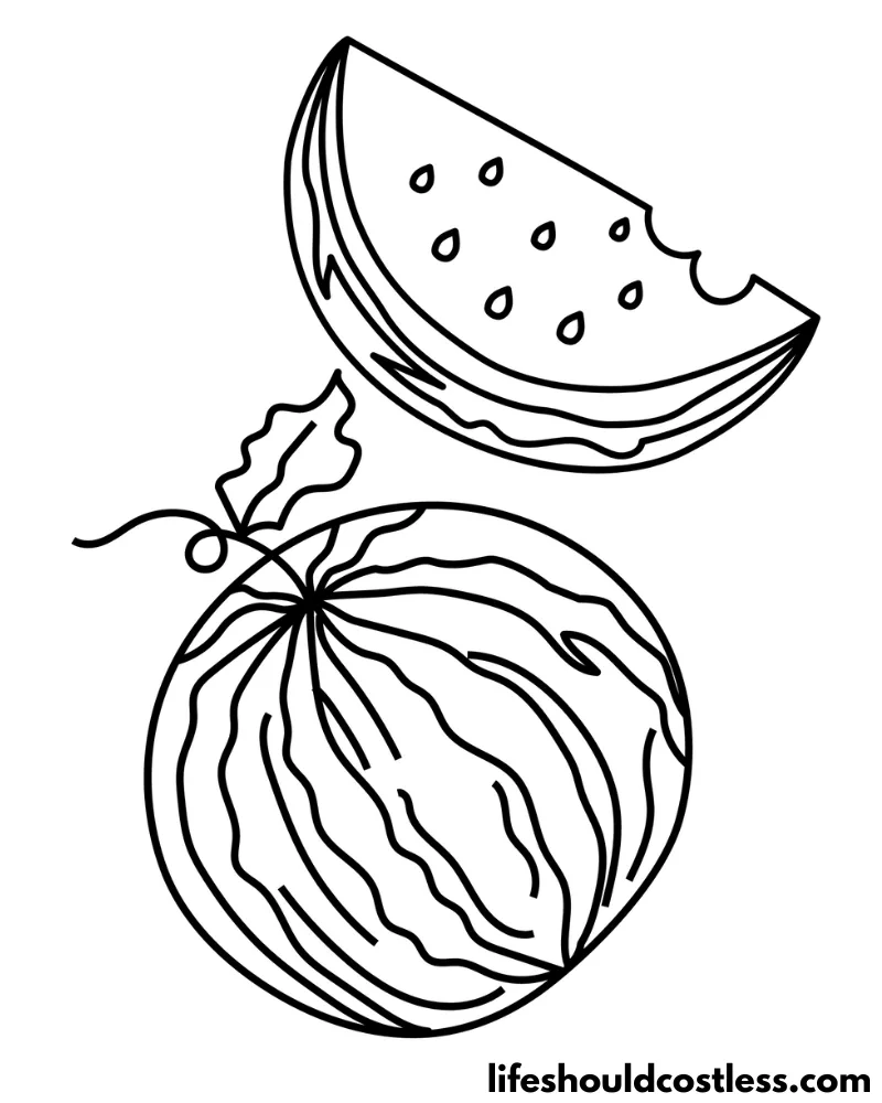 Watermelon coloring pages free printable pdf templates