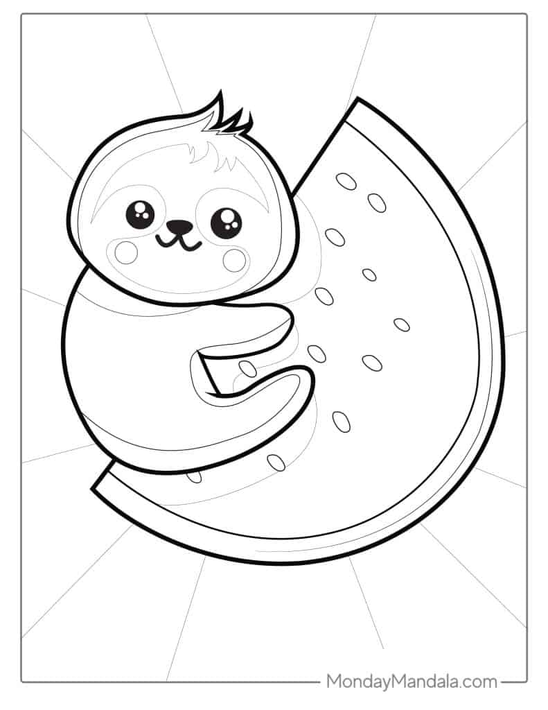 Watermelon coloring pages free pdf printables