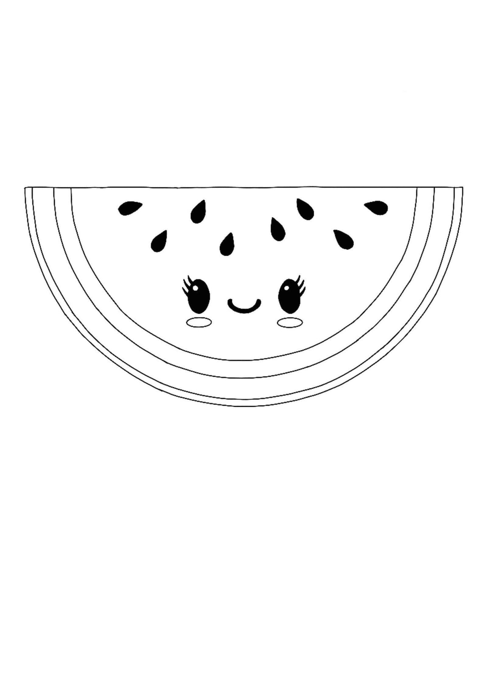 Kawaii watermelon coloring pages