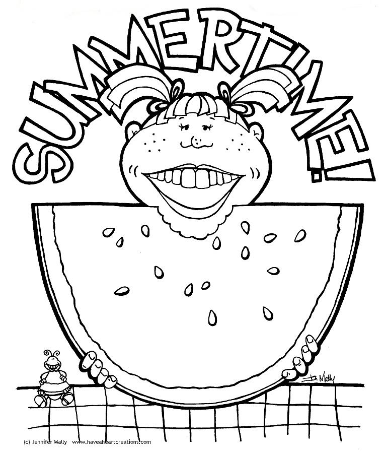 Jen mallys summertime watermelon coloring sheet