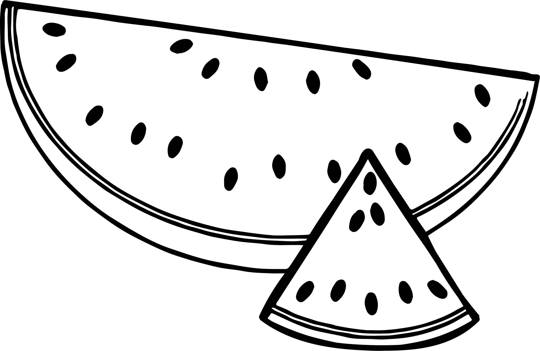 Nice a sliced summer watermelon half and triangle coloring page fruit coloring pages coloring pages easy coloring pages